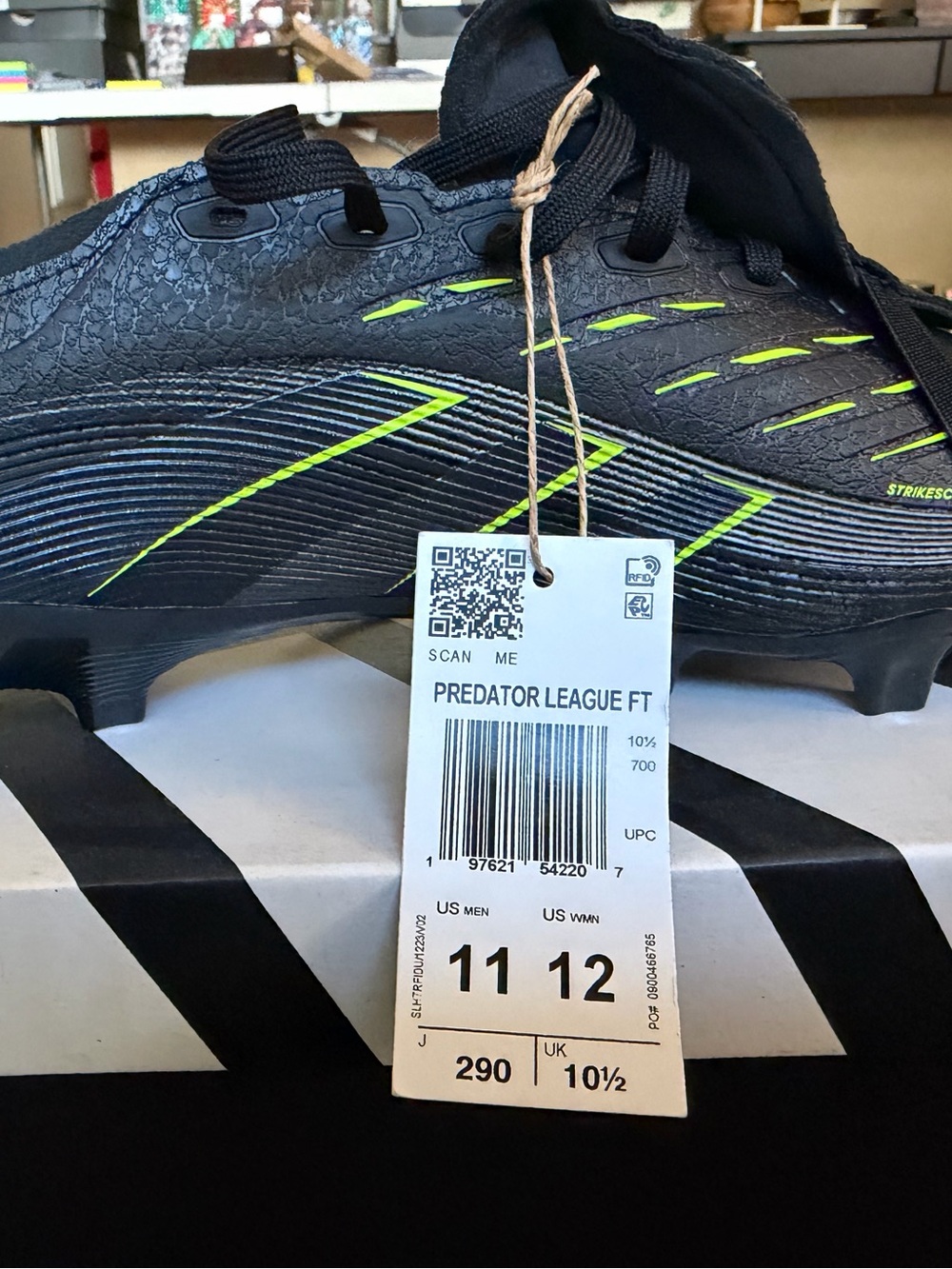 adidas Predator League FT Soccer Cleats - Black with Neon Green
